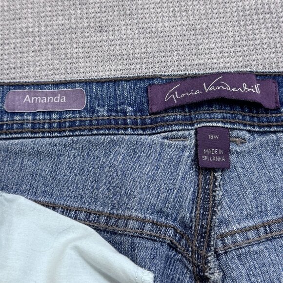 Gloria Vanderbilt Womens Amanda Jeans 18W Average Blue Straight Leg Pockets - Picture 7 of 14